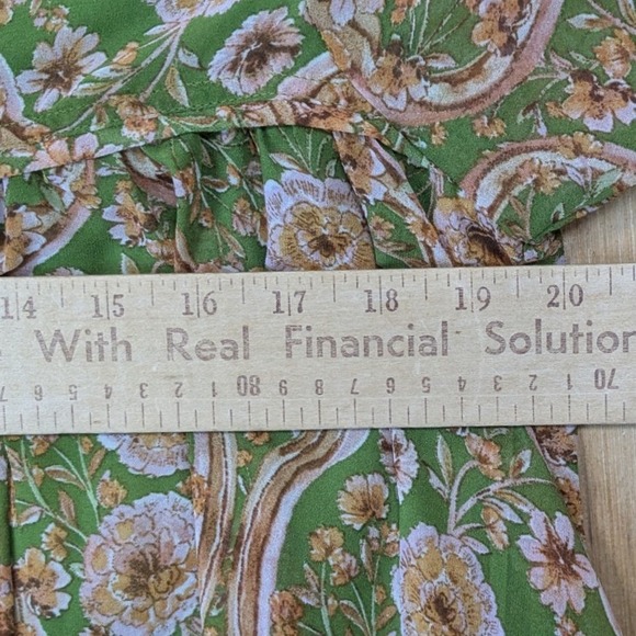 &merci Womens Green Floral Paisley Babydoll Blouse Medium Boho Fairy Retro Flowy - Picture 6 of 7